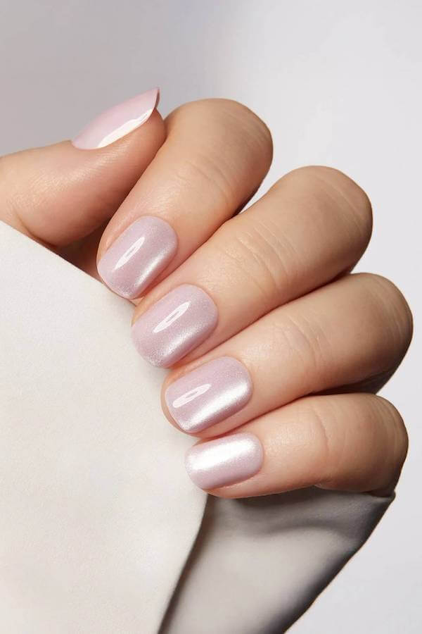 Pale Pink Cat Eye Nails