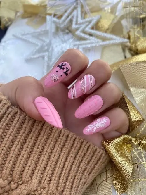 pink christmas nail ideas