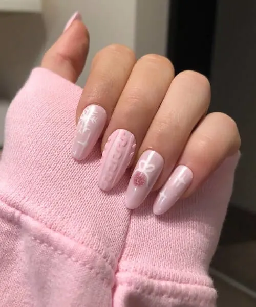 pink christmas nail ideas