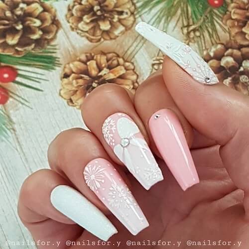 pink christmas nail ideas