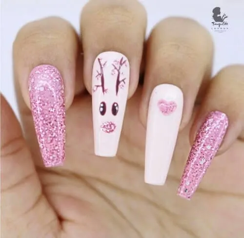 pink christmas nail ideas