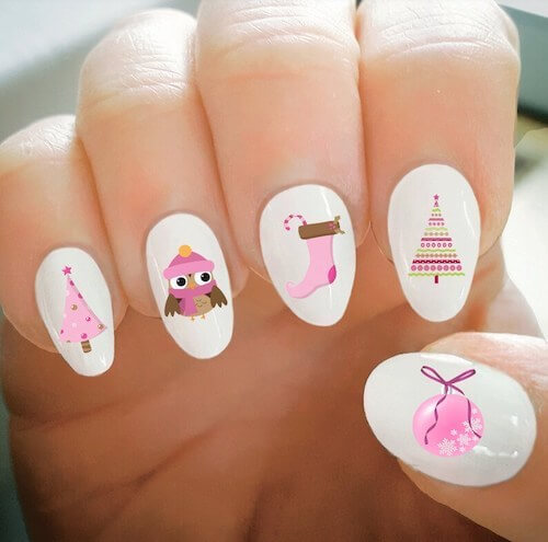pink christmas nail ideas