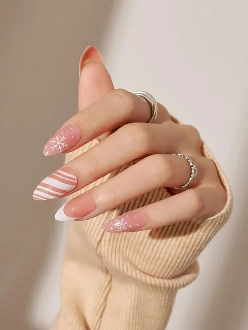 pink christmas nail ideas