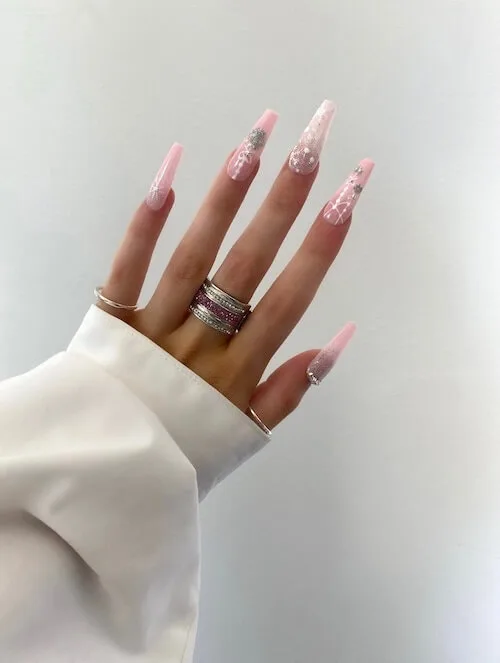 pink christmas nail ideas