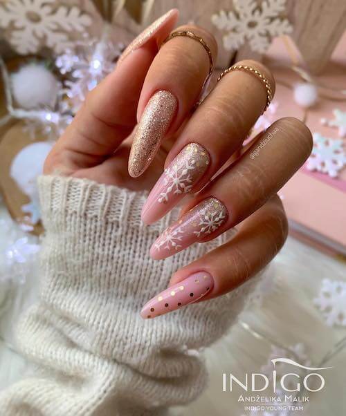 pink christmas nail ideas