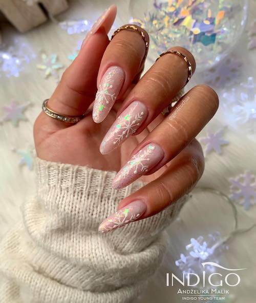 pink christmas nail ideas