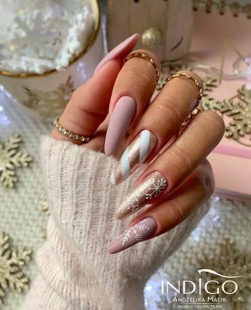 pink christmas nail ideas