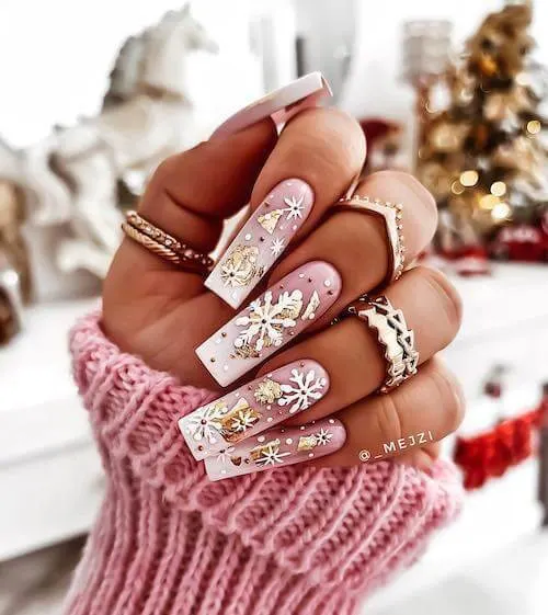 pink christmas nail ideas