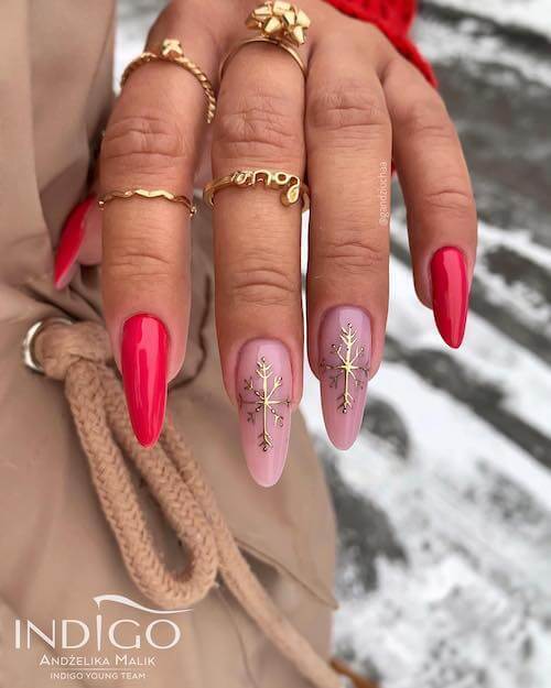 pink christmas nail ideas