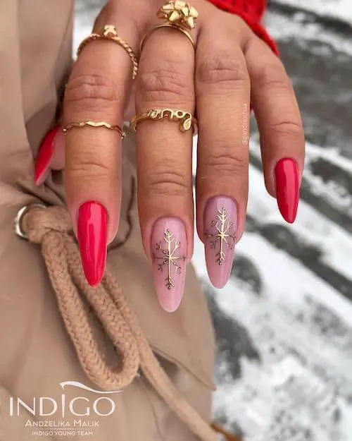 pink christmas nail ideas