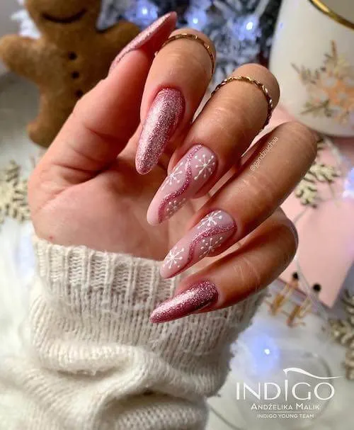 pink christmas nail ideas