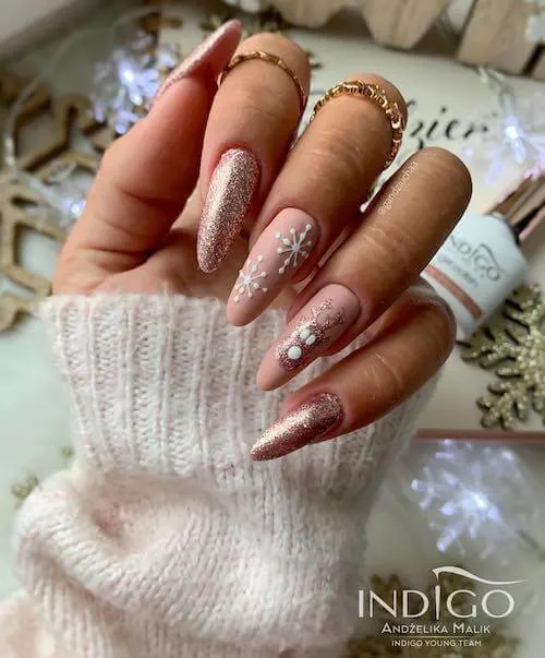 pink christmas nail ideas