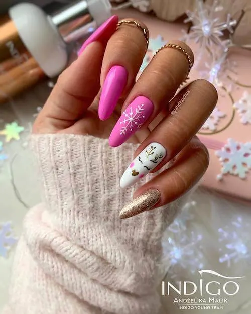 pink christmas nail ideas