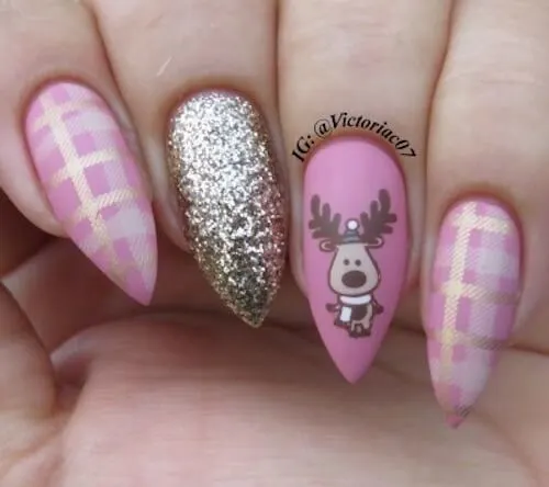 pink christmas nail ideas