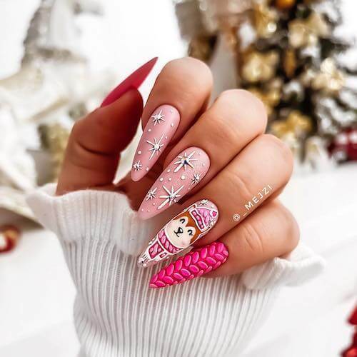 pink christmas nail ideas