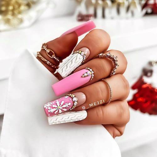 pink christmas nail ideas