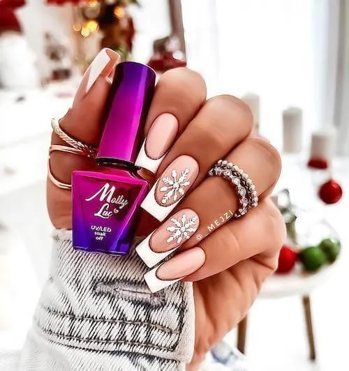 pink christmas nail ideas