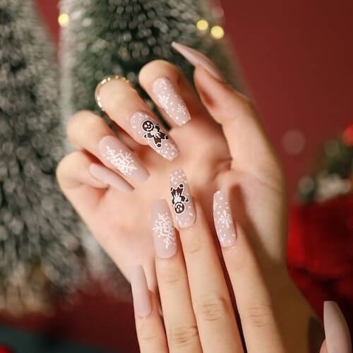 pink christmas nail ideas