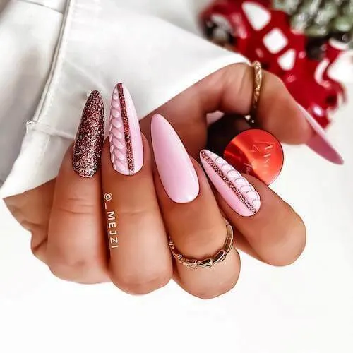 pink christmas nail ideas