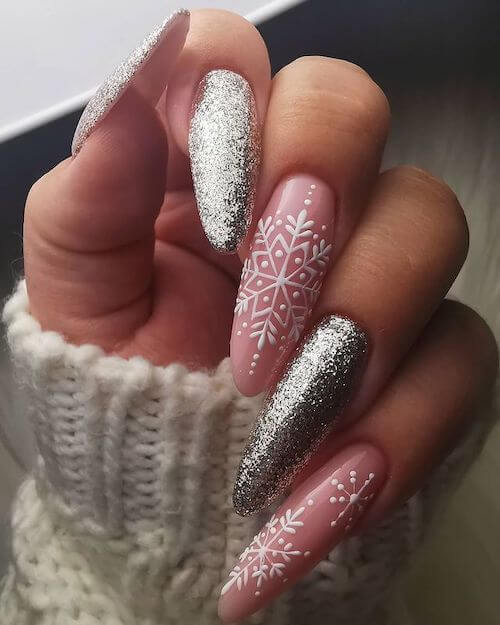 pink christmas nail ideas