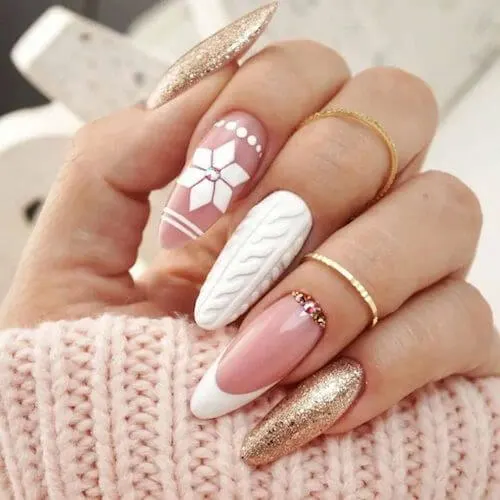 pink christmas nail ideas