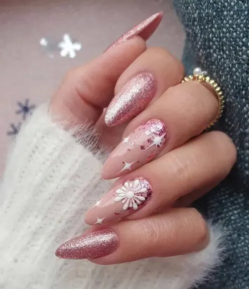 pink christmas nail ideas