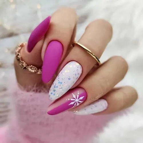 pink christmas nail ideas