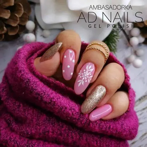pink christmas nail ideas