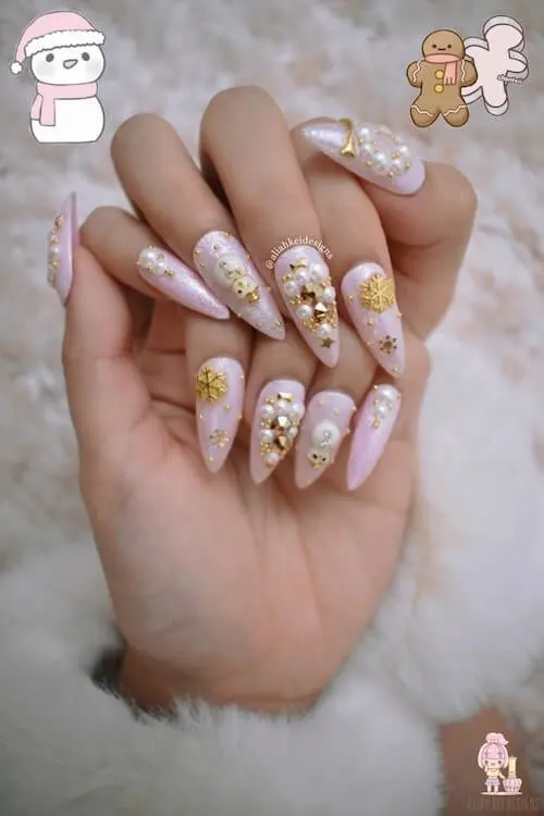 pink christmas nail ideas