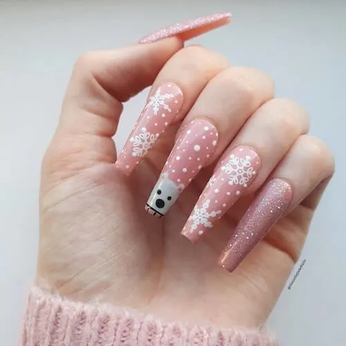 pink christmas nail ideas