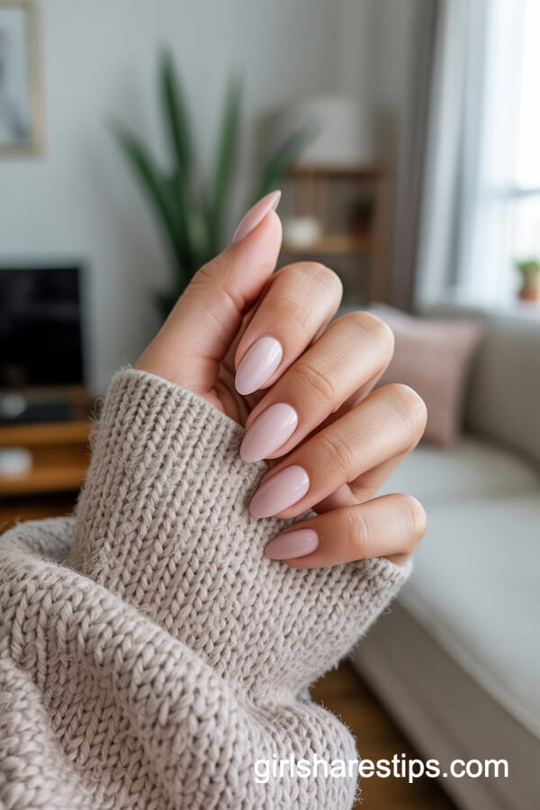 Almond-Shaped Soft Matte Dusty Pink Nails