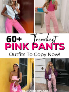 pink pants outfit ideas collage