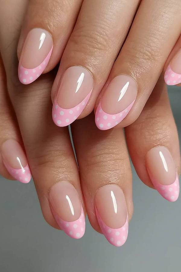 Pink Polka Dot French Tips