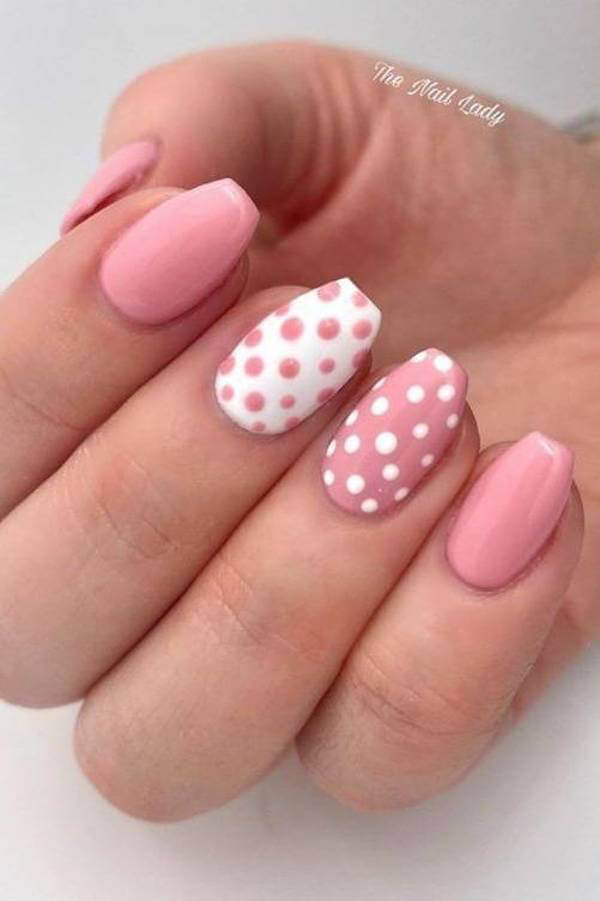 Dual Color Polka Dot Accent Nails