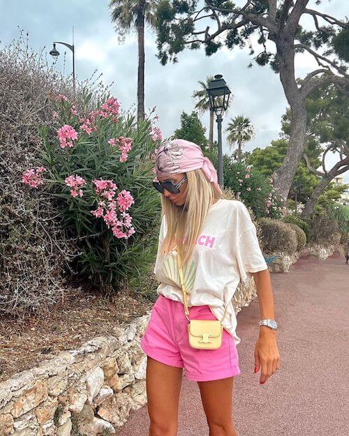 pink shorts outfit