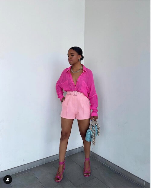 womens pink shorts outfit