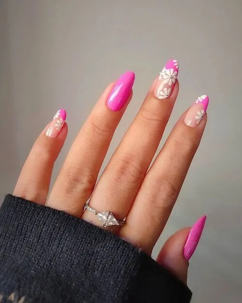 Pretty Pink Floral Spring Nail Ideas