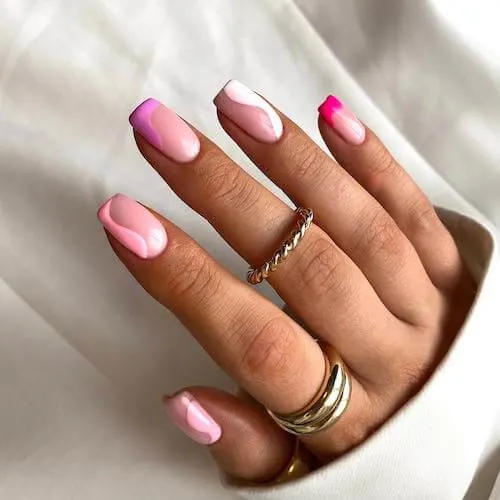 Spring Pink And White Nails