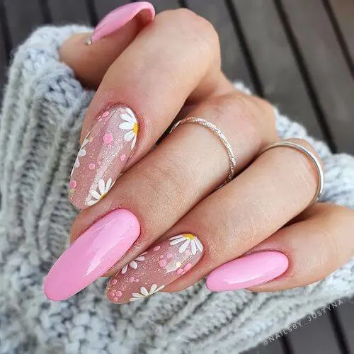 Beautiful Pink Long Nails For Spring