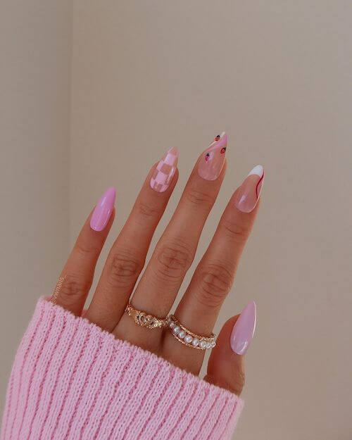 Cute Spring Light Pink Nail Art Design