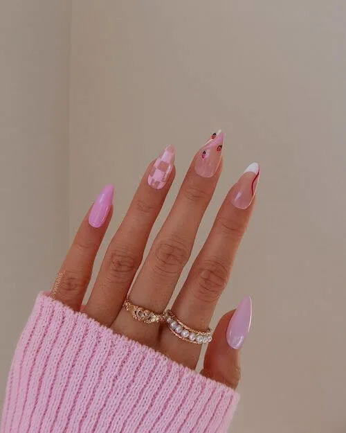 Cute Spring Light Pink Nail Art Design