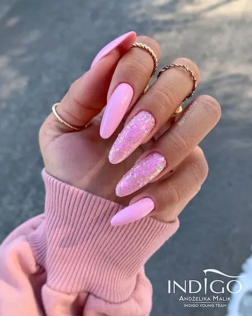 Cute Spring Light Pink Nail Art Design