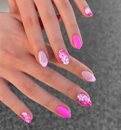 Pretty Pink Floral Spring Nail Ideas