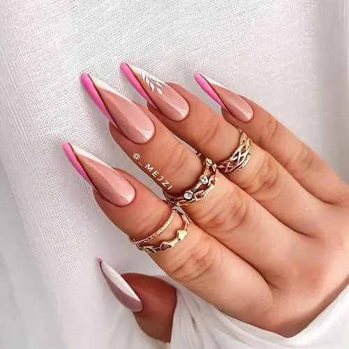 Beautiful Pink Long Nails For Spring