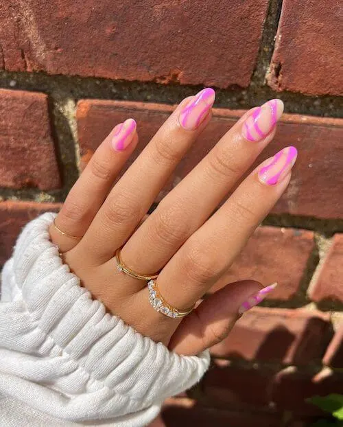 Cute Spring Light Pink Nail Art Design