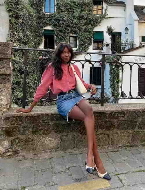 pink cardigan outfit for black woman