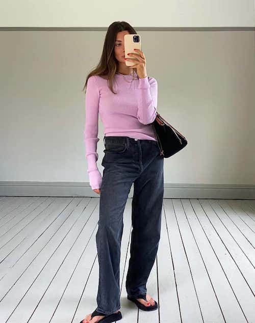 light pink sweater outfit ideas