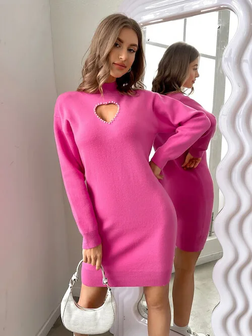 pink sweater dress