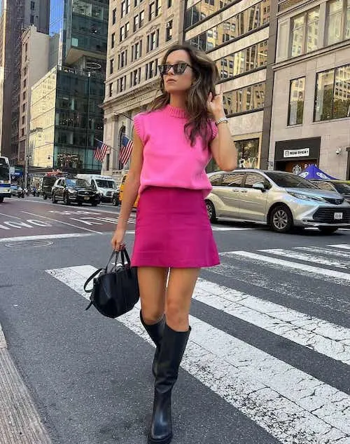 hot pink sweater outfit ideas