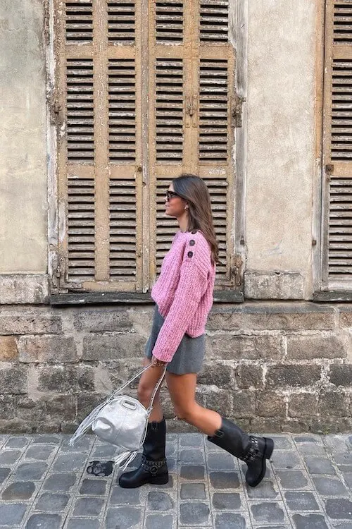 pink sweater outfit ideas